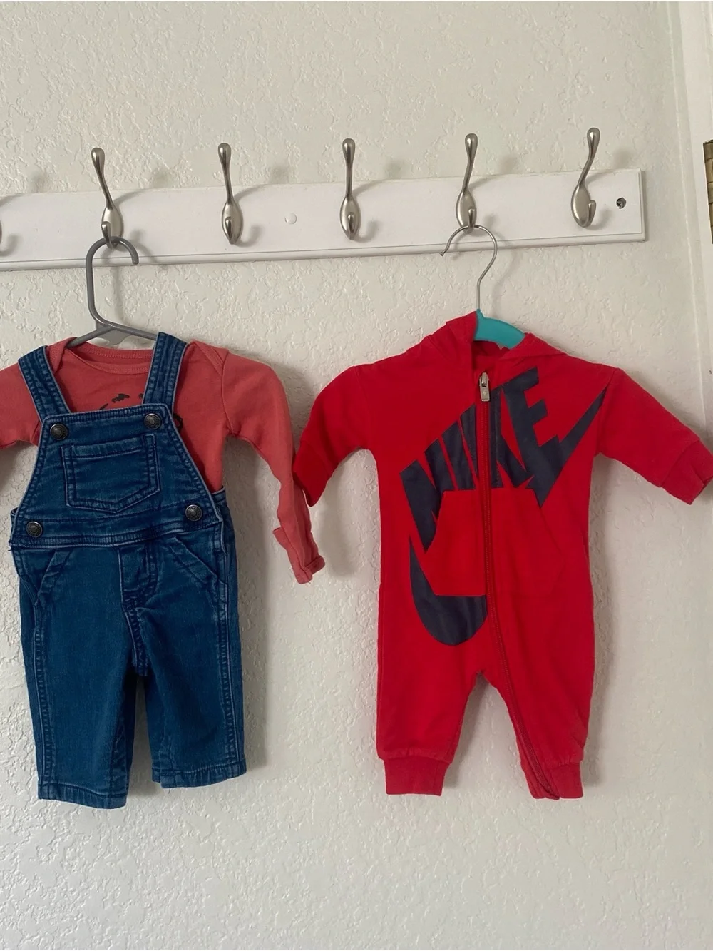 Red NIKE Zip-Up Baby Romper and overalls bundle - Picture 1 of 4